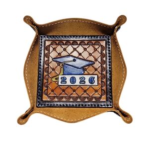 Handcrafted Graduation Cap Leather Valet Tray